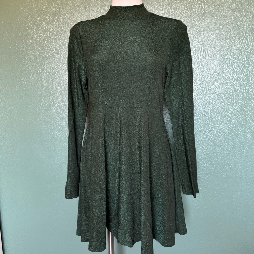 Target Wild Fable Sparkling Emerald Green Glitter Sleeve Mini Dress Extra Large